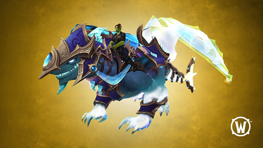 Обучающийся персонаж на боевом маунте Запределья в World of Warcraft TBC.